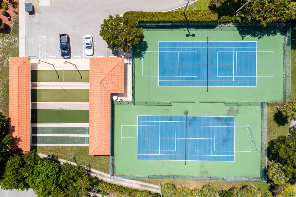 Aerial of Bonita Fairways Pickle-ball Courts in Bonita Springs, Florida